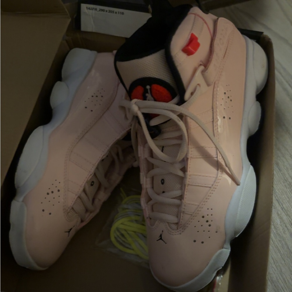 Jordan Pink and Red Sneakers